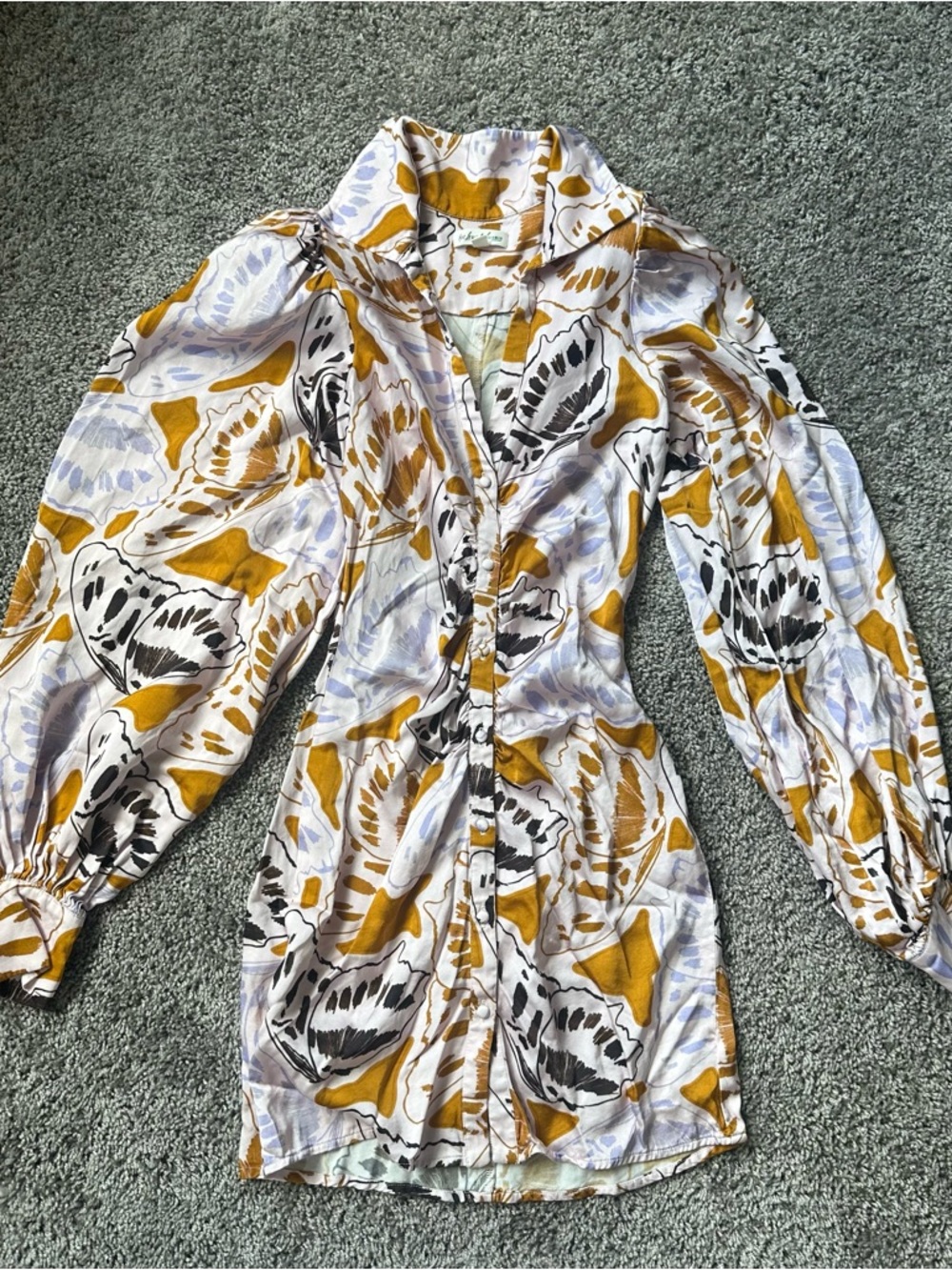 For Love and Lemons White Mustard and Black Floral Mini Dress